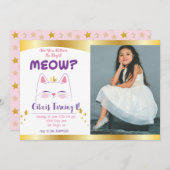 Kitty Cat Pink Gold Birthday Foto Kaart (Voorkant / Achterkant)