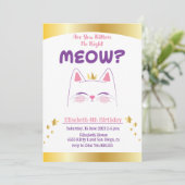 Kitty Cat Pink Gold Birthday Kaart (Staand voorkant)