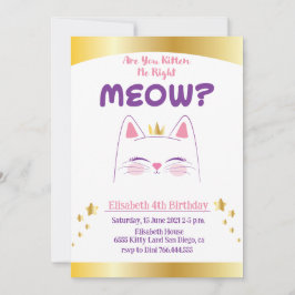 Kitty Cat Pink Gold Birthday Kaart