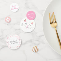 Kitty Cat Pink Gold Meisjes Verjaardag Confetti