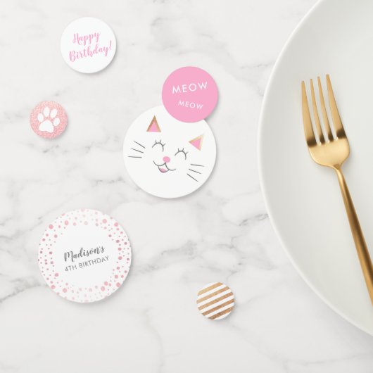 Kitty Cat Pink Gold Meisjes Verjaardag Confetti (Groep)