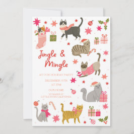 Kitty Cat Pink Kerstfeest Uitnodiging