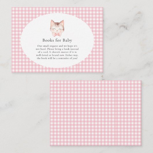 Kitty Cat Pink Spint-fect Baby Girl Baby shower Informatiekaartje (Voorkant / Achterkant)