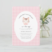 Kitty Cat Pink Spint-fect Baby Girl Baby shower Kaart (Staand voorkant)