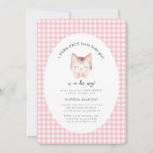 Kitty Cat Pink Spint-fect Baby Girl Baby shower Kaart (Voorkant)
