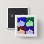 Kitty Cat Pop Art Vierkante Button 5,1 Cm (Voorkant /achterkant)