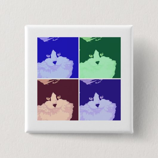 Kitty Cat Pop Art Vierkante Button 5,1 Cm (Voorkant)