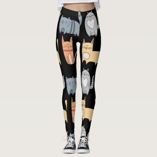 KITTY CAT PRINT YOGA PANTS LEGGINGS (Voorkant)