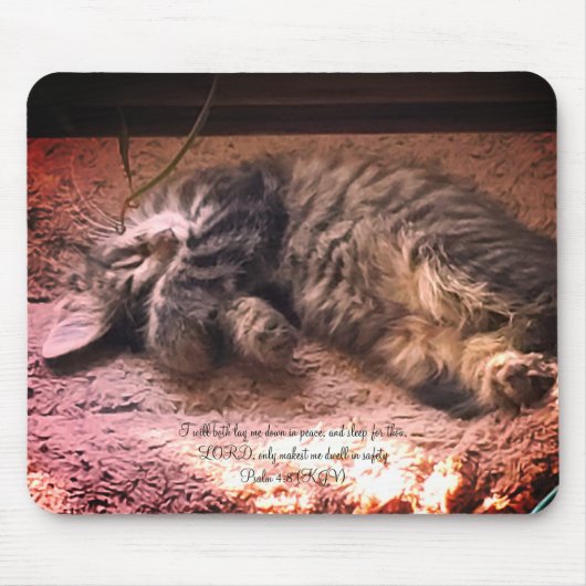 Kitty Cat Psalm 4:8 Muismat (Voorkant)