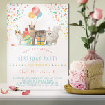 Kitty Cat Rainbow Confetti Fun Kids Verjaardagsfee Kaart<br><div class="desc">Leuke verjaardagsfeestuitnodigingen met waterverf-illustraties van katten die feestelijke petten dragen. Kleurrijke confetti met regenboogtekst die kan worden gewijzigd naar elke leeftijd. De achterkant heeft een confetti patroon in heldere primaire kleuren op een witte achtergrond.</div>