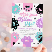 Kitty Cat Retro Verjaardag uitnodiging