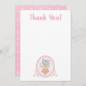 Kitty Cat Roze Schattige Dank u kaart (Voorkant / Achterkant)