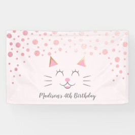 Kitty Cat roze verjaardag Spandoek