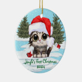 Kitty Cat Santa Hat, ! Schattige kat Keramisch Ornament (Rechts)