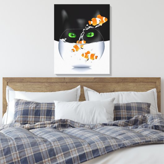 Kitty Cat Snack Attack Canvas Afdruk (Insitu (Slaapkamer))