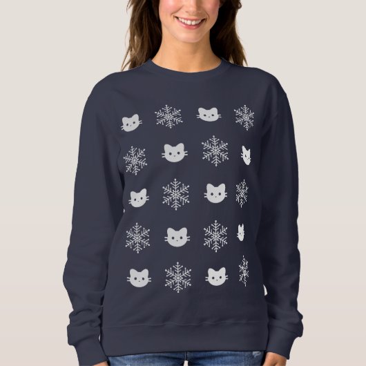 Kitty Cat Snowflake kerstshirt Trui (Voorkant)