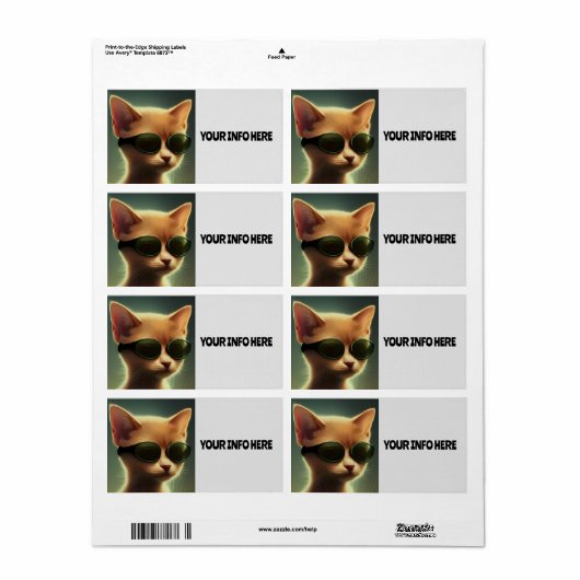 KITTY CAT SUNGLASSES BIG SHIPPING LABELS (Full Sheet)