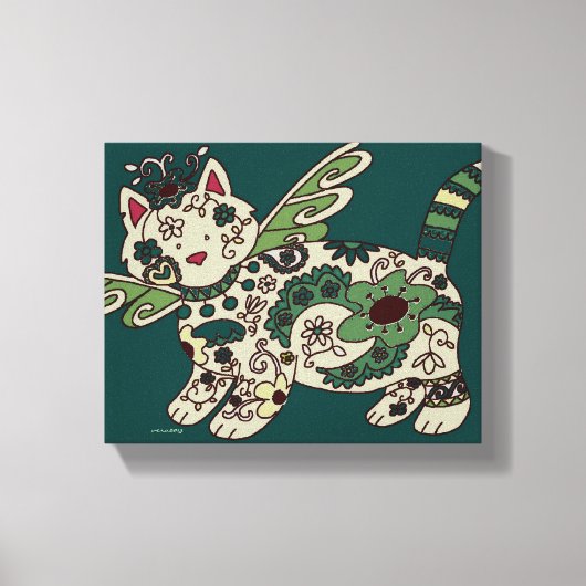 Kitty Cat Ukraine Folk Art Canvas Afdruk (Voorkant)