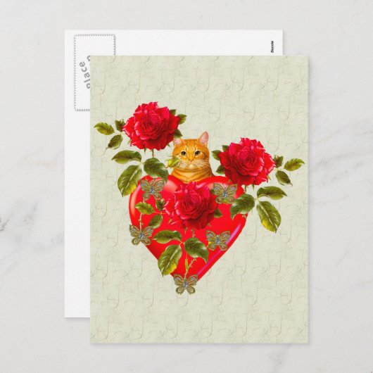 Kitty Cat Valentijn Feestdagenkaart (Voorkant / Achterkant)