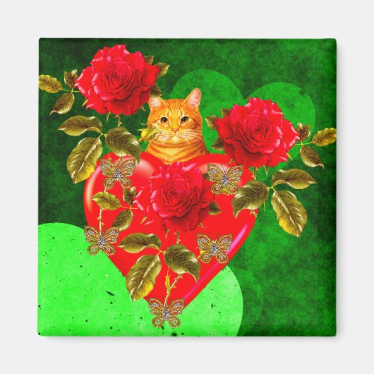 Kitty Cat Valentijn Magneet (Voorkant)