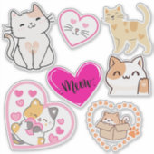 Kitty Cat Valentijn Sticker Set (Voorkant)