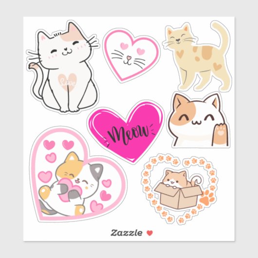 Kitty Cat Valentijn Sticker Set (Vel)