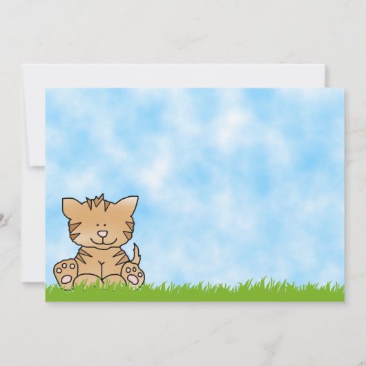 Kitty Cat verjaardagsuitnodiging voor meisjes Kaart (Achterkant)