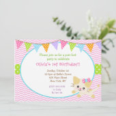 Kitty Cat verjaardagsuitnodigingen voor meisjes Kaart (Staand voorkant)