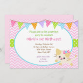 Kitty Cat verjaardagsuitnodigingen voor meisjes Kaart (Voorkant / Achterkant)