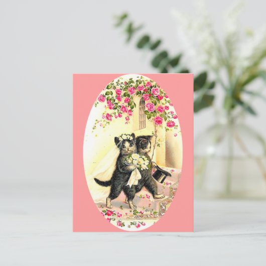 Kitty Cat Wedding Briefkaart (Staand voorkant)
