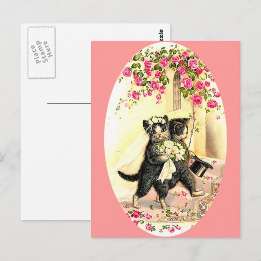 Kitty Cat Wedding Briefkaart (Voorkant / Achterkant)