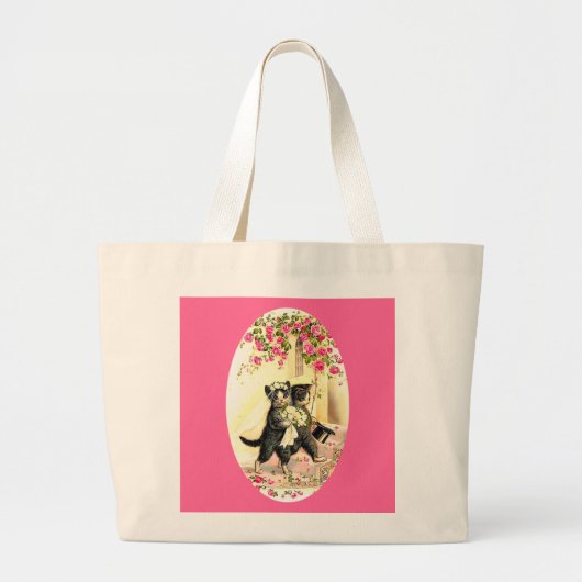 Kitty Cat Wedding Grote Tote Bag (Voorkant)