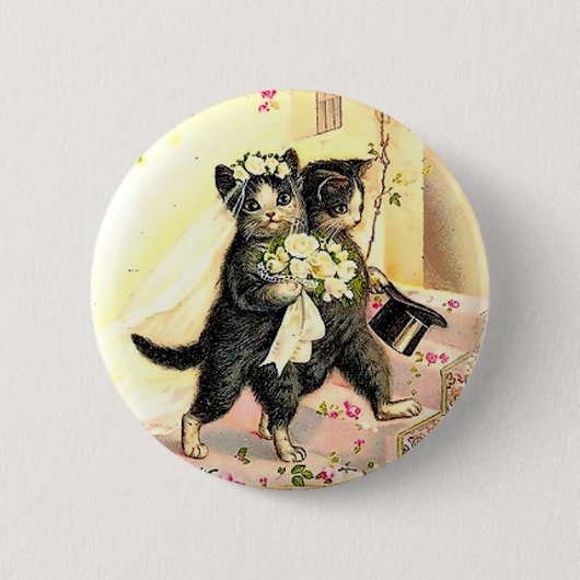 Kitty Cat Wedding Ronde Button 5,7 Cm (Voorkant)