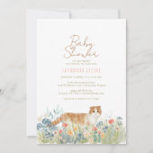 Kitty Cat Wildbloemen | Neutraal Baby shower voorj Kaart (Voorkant)