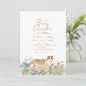 Kitty Cat Wildbloemen | Neutraal Baby shower voorj Kaart (Staand voorkant)