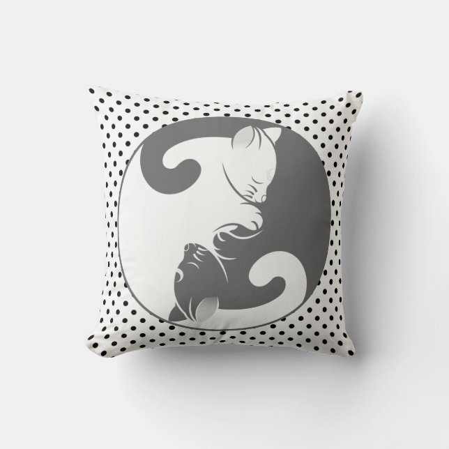 Kitty Cat Yin Yang | Grijs Kussen (Voorkant)