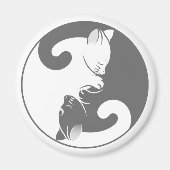 Kitty Cat Yin Yang | Grijs Magneet (Voorkant)