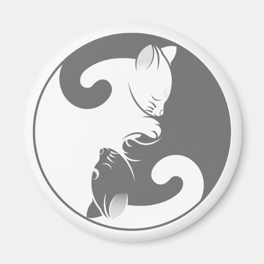 Kitty Cat Yin Yang | Grijs Magneet (Voorkant)