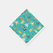 Kitty Cat Yoga Poses Turquoise Blue Whimsy Servet (Hoek)