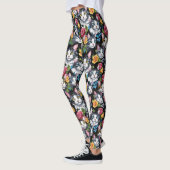 Kitty Cats en Rozen op zwarte achtergrond Leggings (Links)