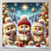 Kitty Cats in kerstdecor en Poster (Voorkant)