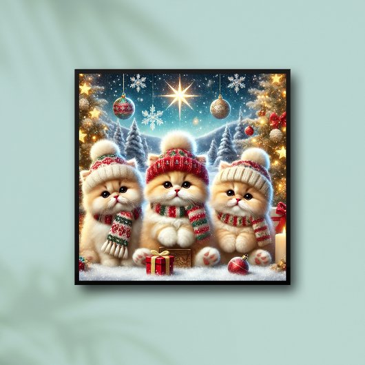 Kitty Cats in kerstdecor en Poster
