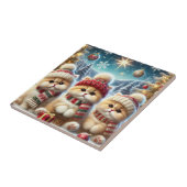 Kitty Cats in kerstdecor en sneeuw Tegeltje (Zijkant)