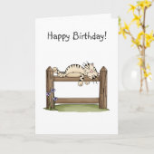 Kitty Cats · Kat op hek Kaart (Gele Bloem)