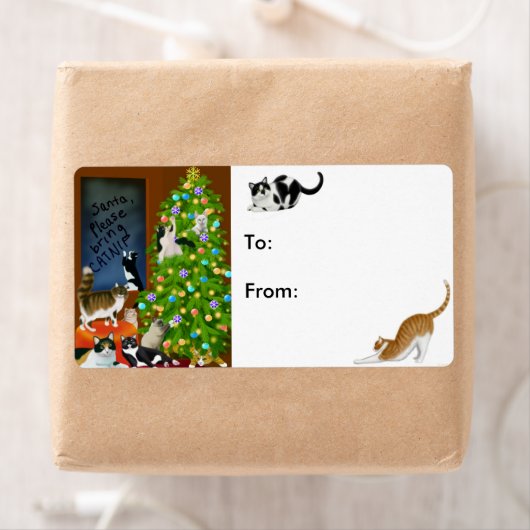 Kitty Cats Kerst Present Label (Insitu)