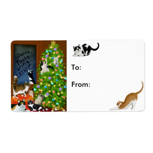 Kitty Cats Kerst Present Label (Voorkant)