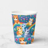 Kitty Cats op regenbogen Schattige en kleurrijk Papieren Bekers (Rechts)