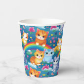 Kitty Cats op regenbogen Schattige en kleurrijk Papieren Bekers (Voorkant)