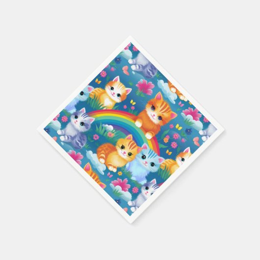 Kitty Cats op regenbogen Schattige en kleurrijk Servet (Hoek)