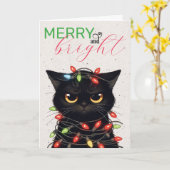 Kitty Christmas Lights Kaart (Gele Bloem)